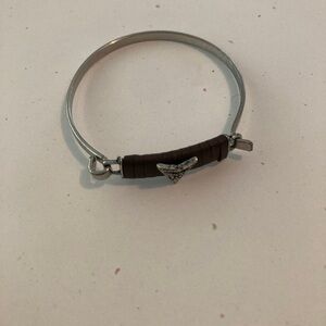 Silver and Faux Leather Bracelet